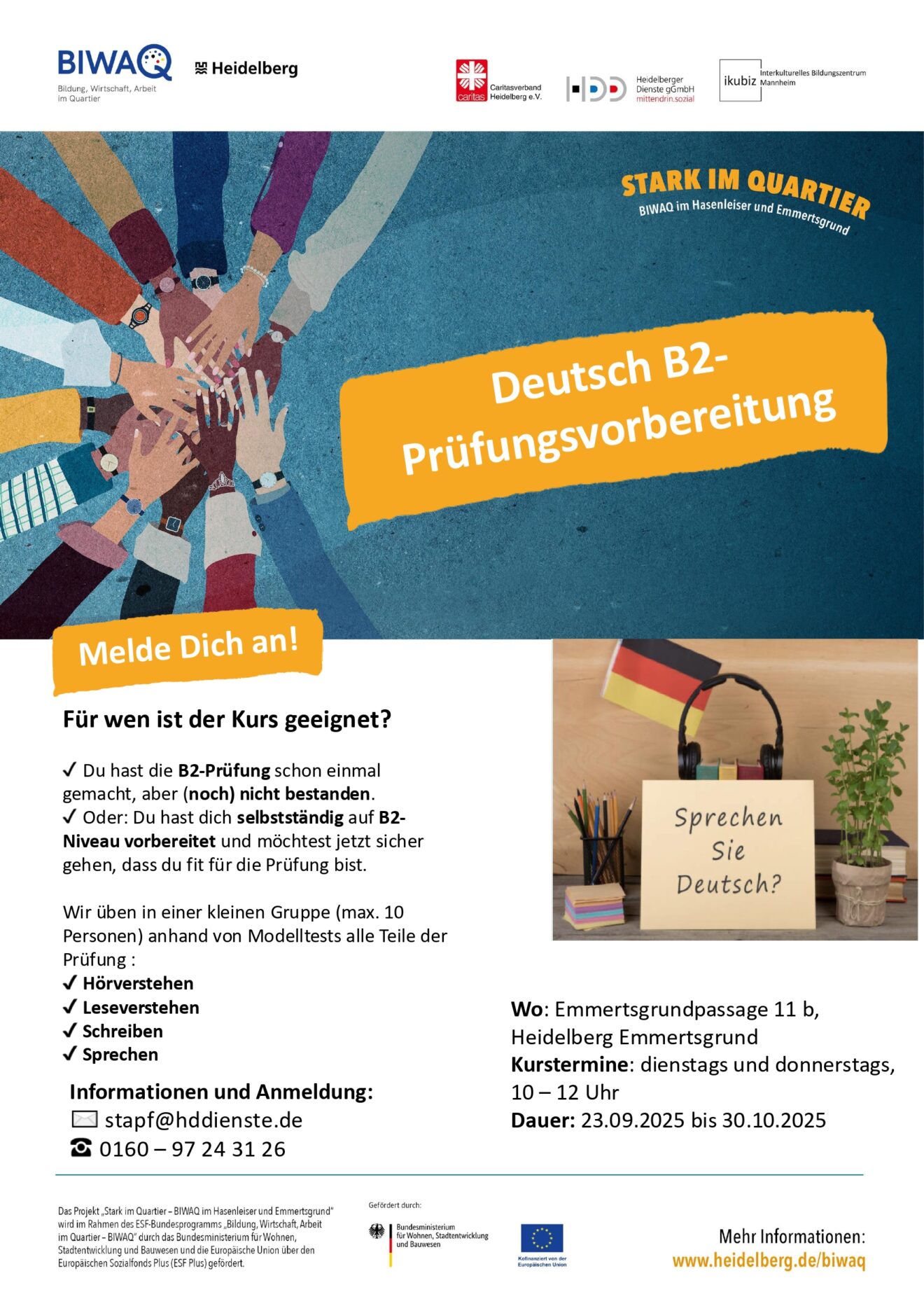 Im September startet BIWAQ einen B2 Deutsch-Kurs