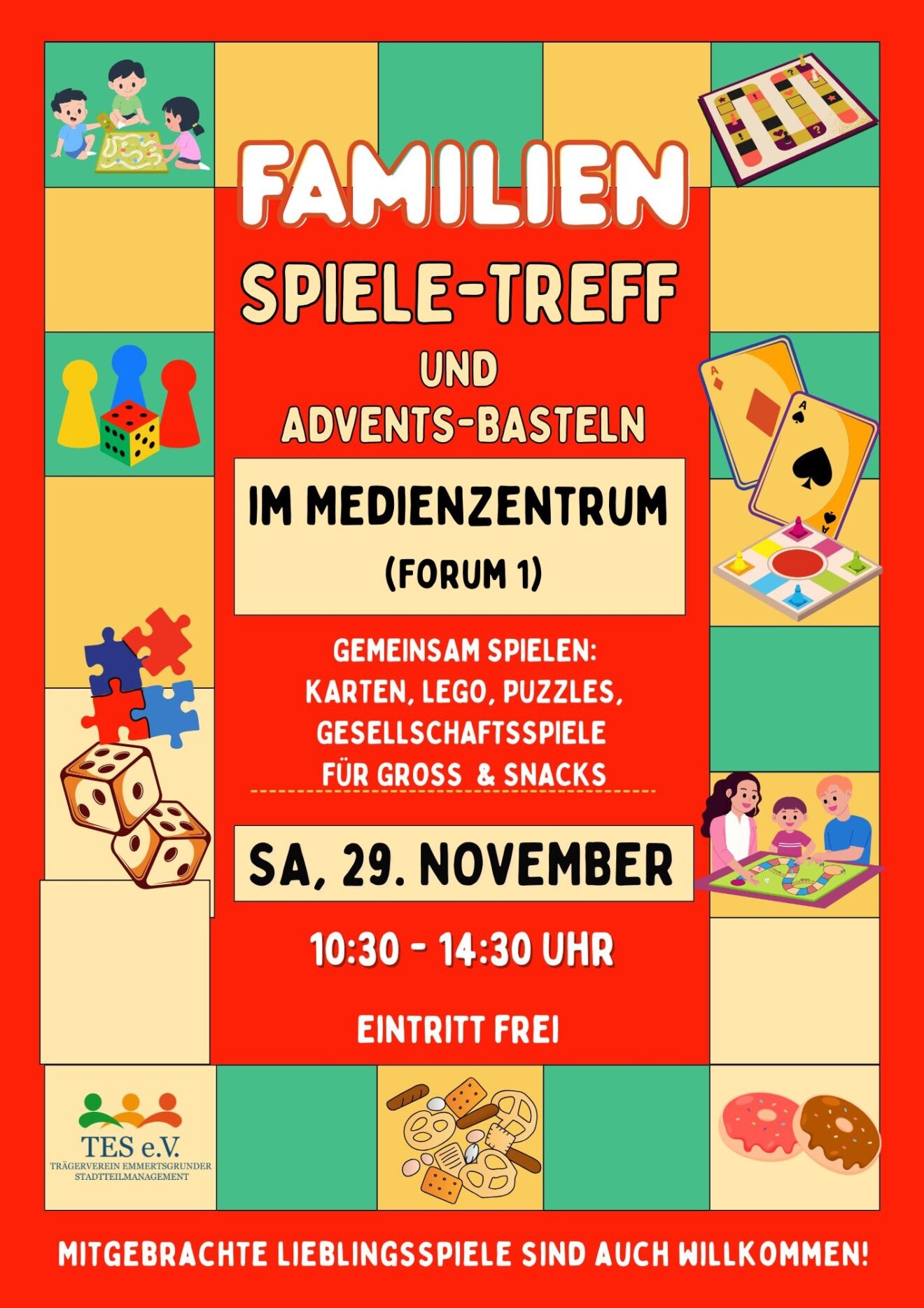 Vorlesespaß und Familien-Spiele-Treff mit Advents-Basteln im Medienzentrum